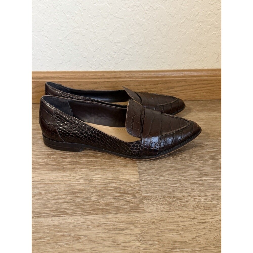 Gibson Latimer Brown Croc Embossed Pointed Toe Slip-On Comfort Flats Size 7